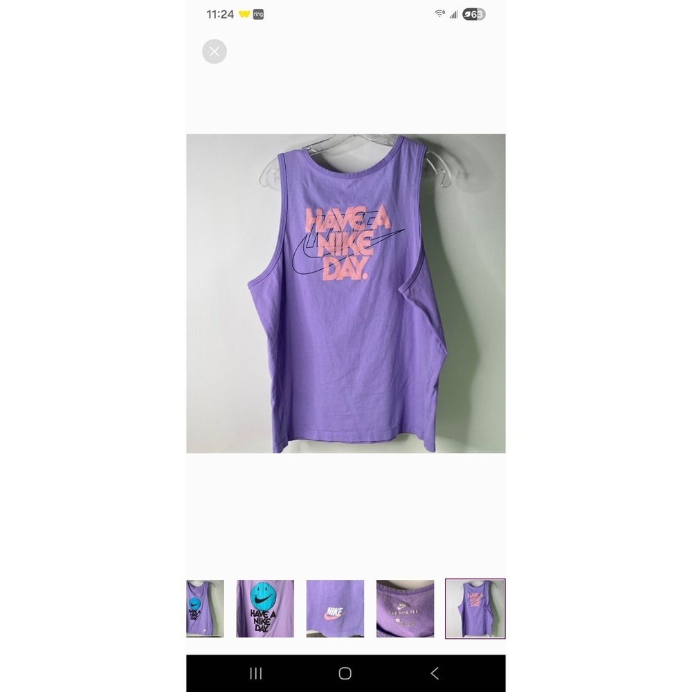 Nike Lavender Tank Top with Blue Smiley Womens Size Large - Picture 5 of 10